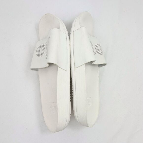 ROOTS Long Beach Pool Slide in White Perforated Spellout - Picture 9 of 11